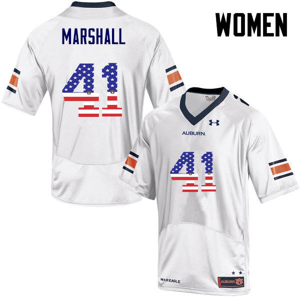 Women's Auburn Tigers #41 Aidan Marshall USA Flag Fashion White College Stitched Football Jersey